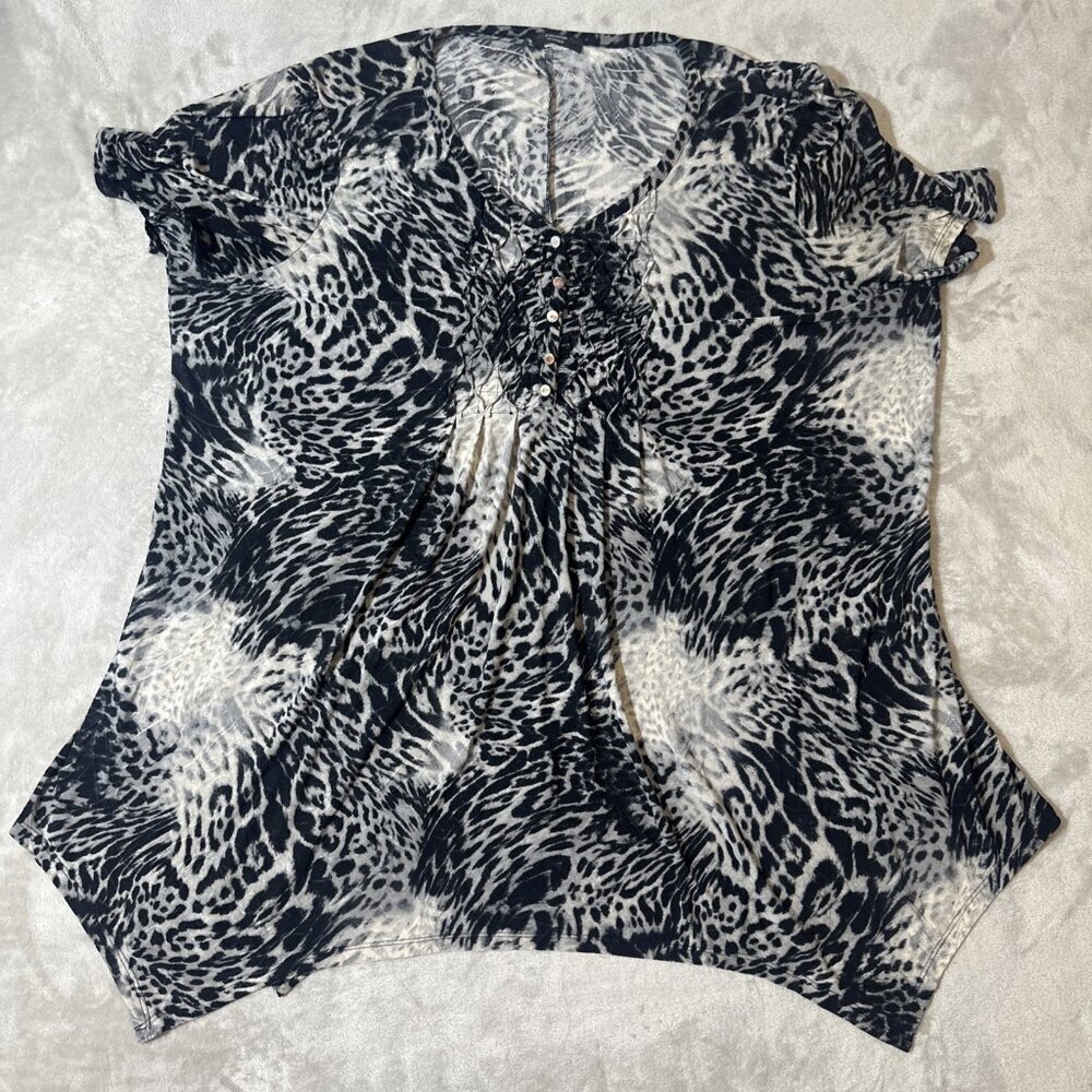 Women’s Cocomo Blouse Leopard Print Black Gray Plus 3X